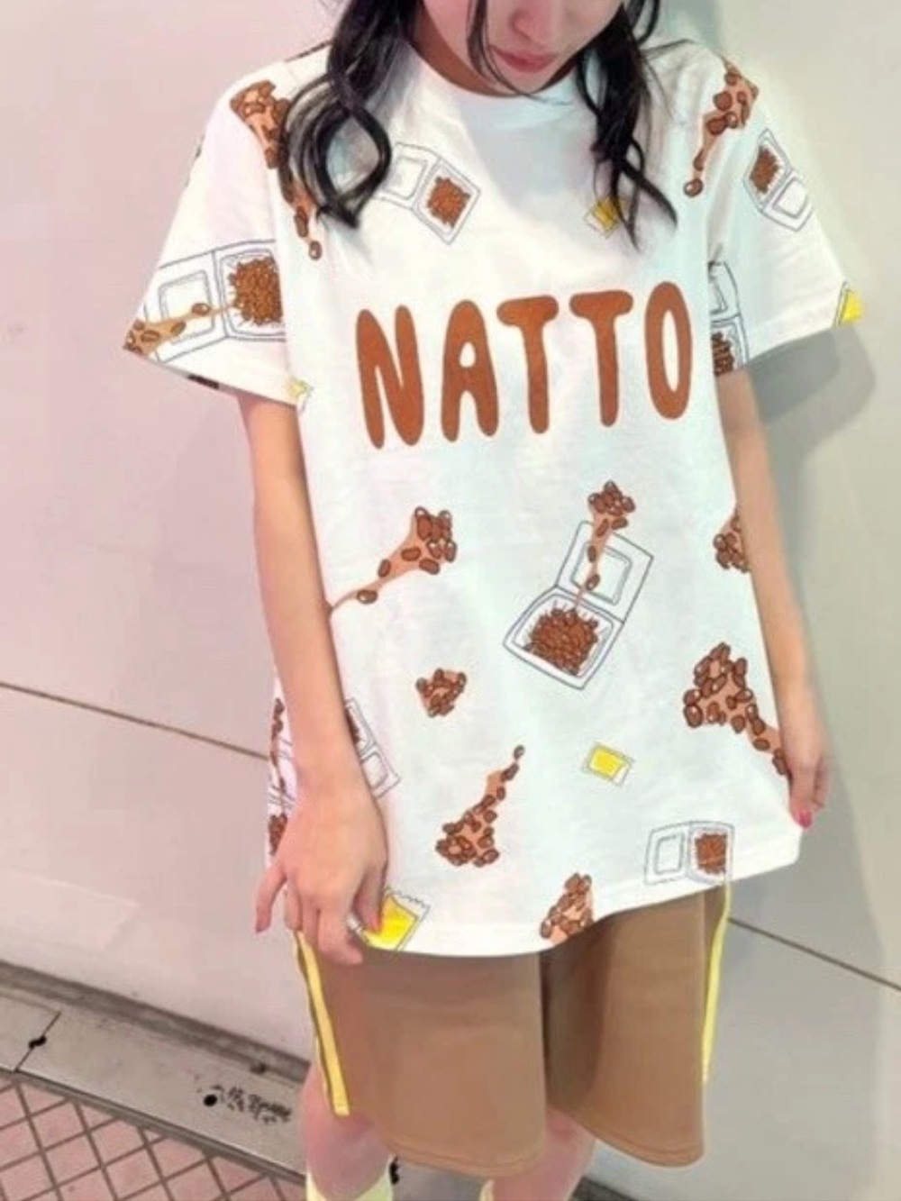 Punyus Japanese Brand “Natto” AOP Unisex T Shirt White